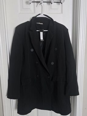 Black Double-Breasted Women's Blazer Jacket Size M ** NEW
